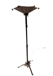 Art Deco Patinated Wrought Iron Floor Lamp, 1930s